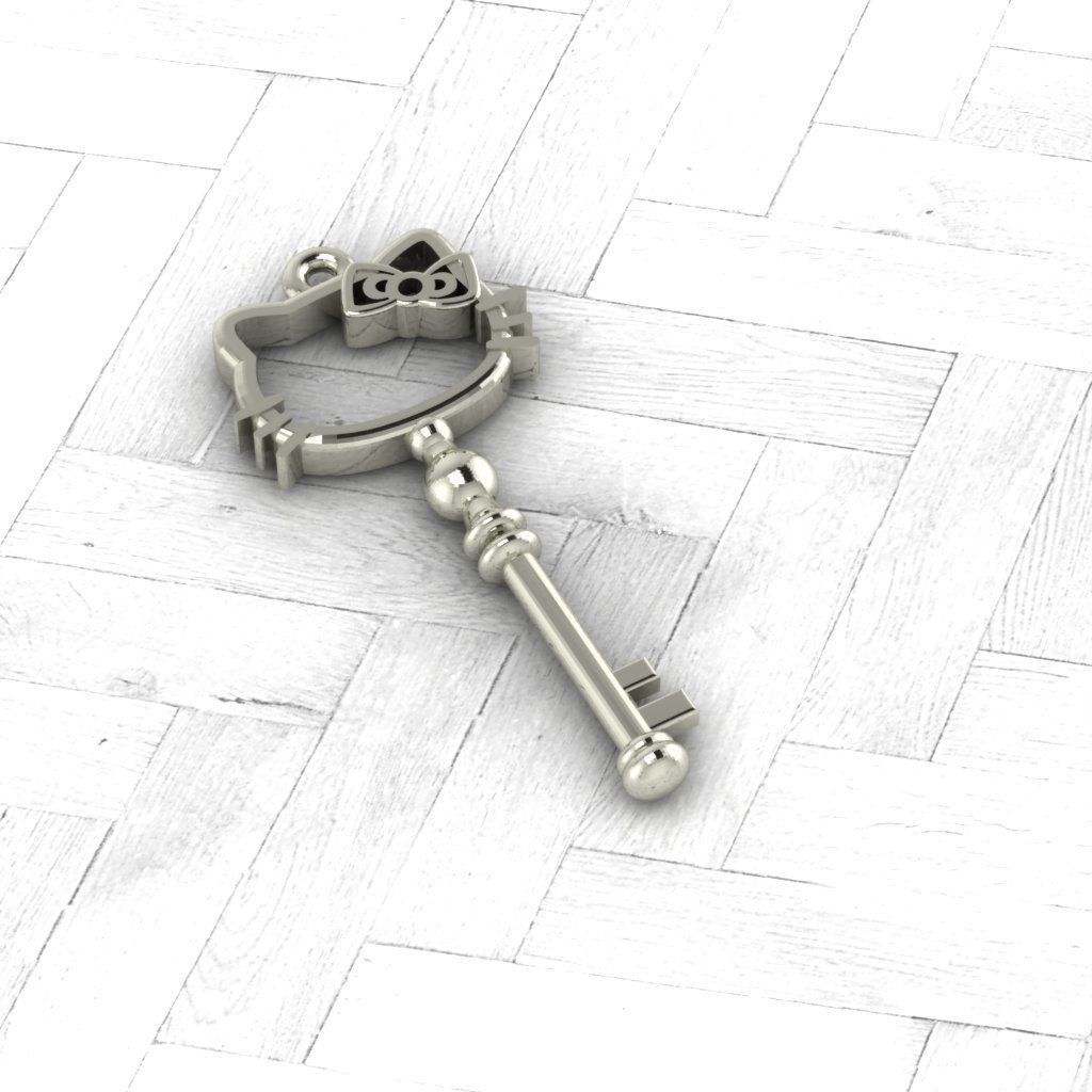 keypendant hello kitty key 3D print model_1