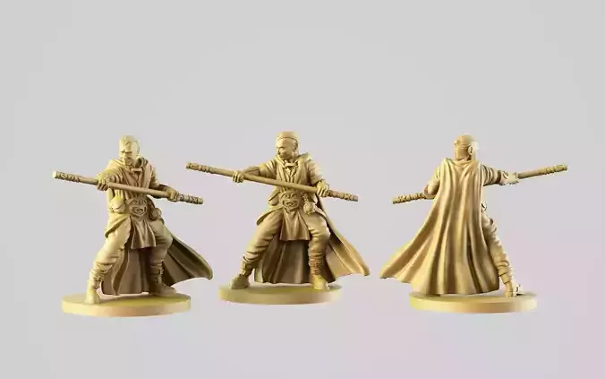 The monk figurine of man holding sword 3D print model