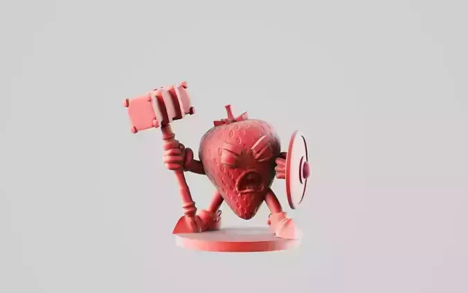 Strawarrior figurine holding sword and hammer 3D print model