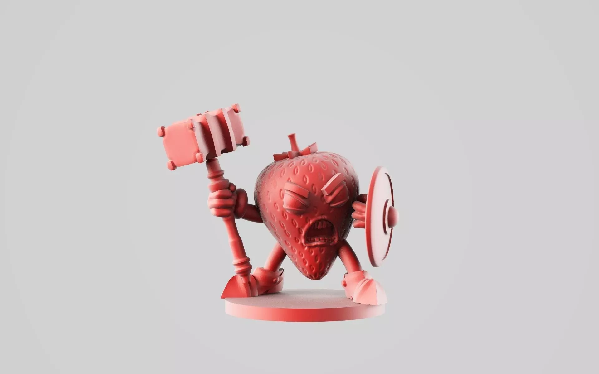 Strawarrior figurine holding sword and hammer 3D print model_0