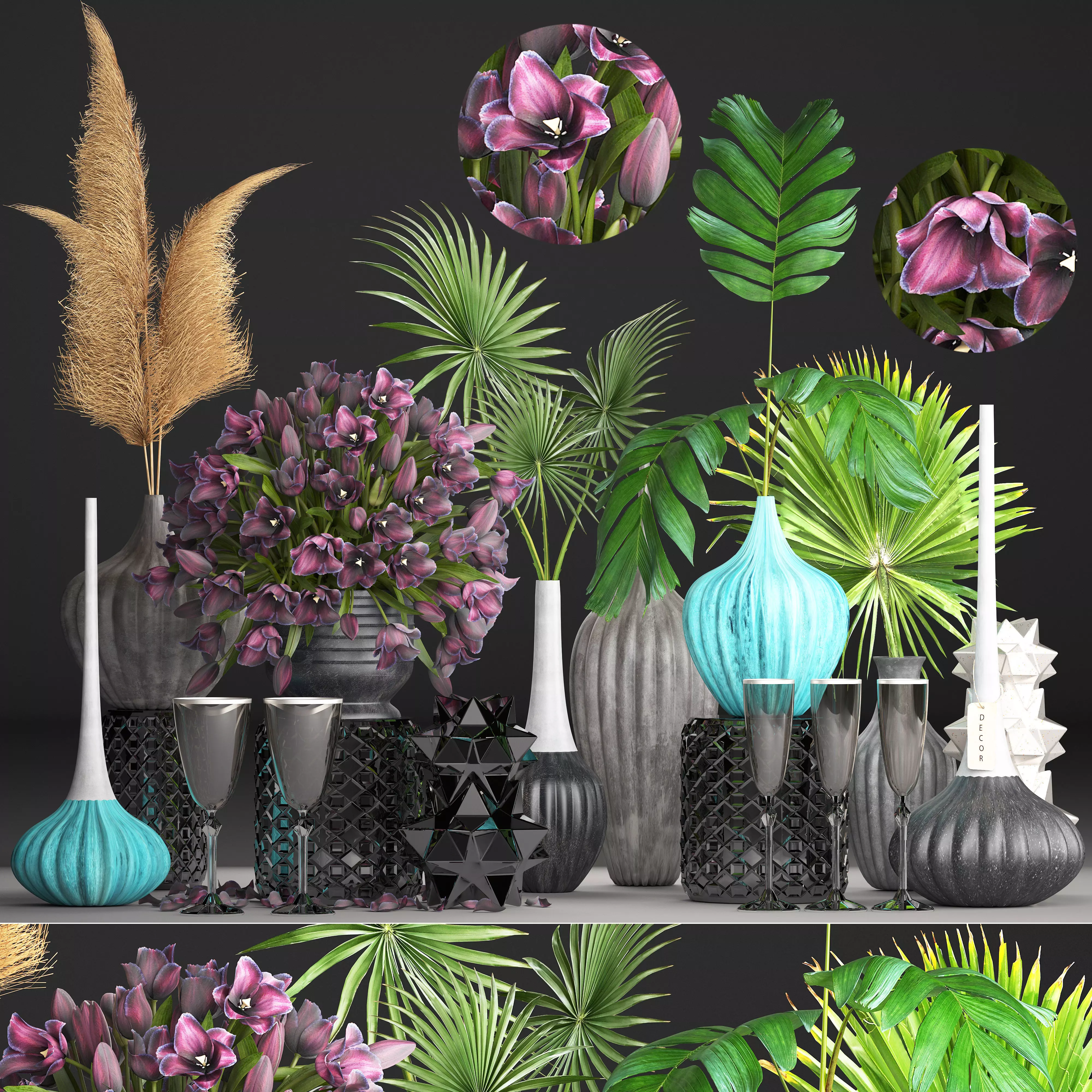 Collection of flower bouquets 3D model