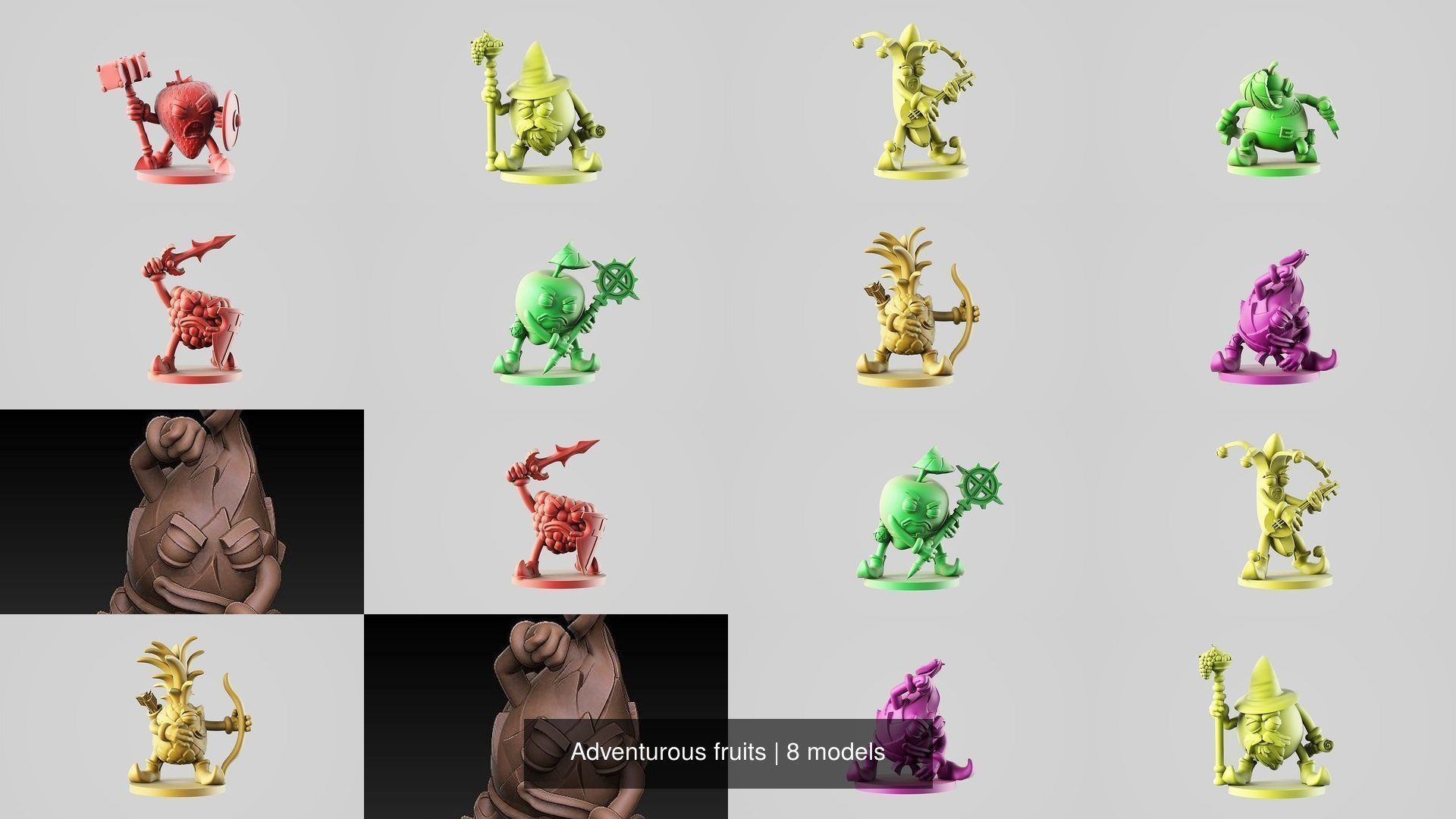 Adventurous fruits 3D Model Collection_1