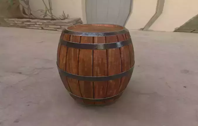 Varnished Wooden Barrel 3D model
