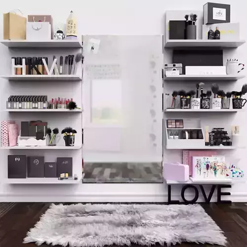 Makeup Set 5 room with shelves and rug