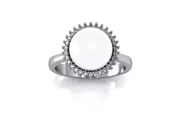 ROUND PEARL ROSETTA RING gold