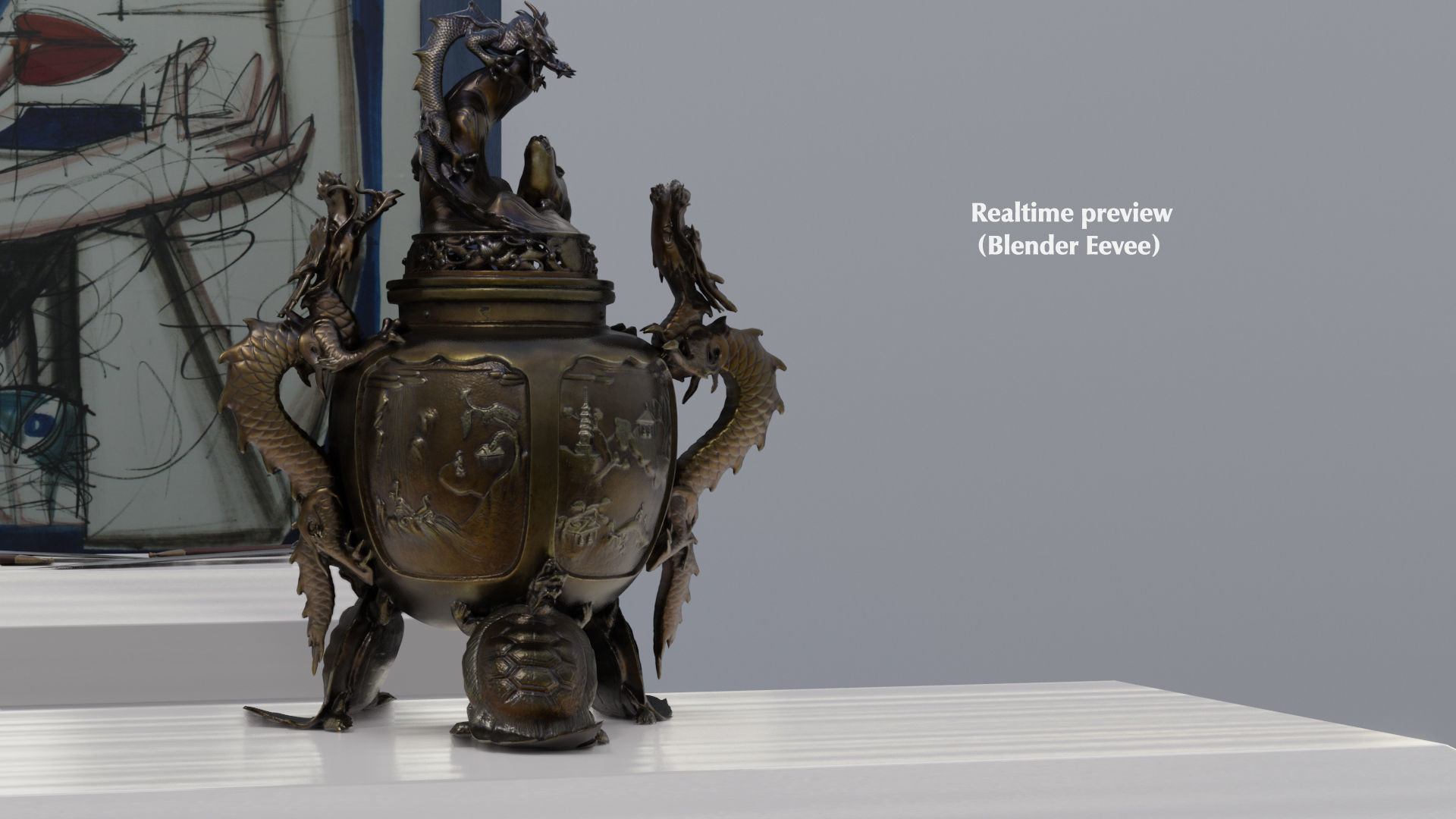 Dragon Incense Burner Low-poly 3D model_17