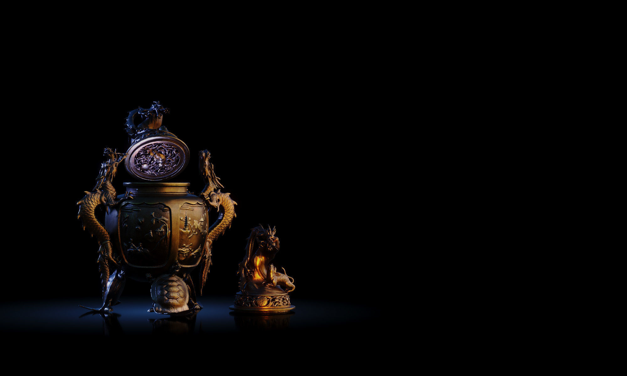 Dragon Incense Burner Low-poly 3D model_16