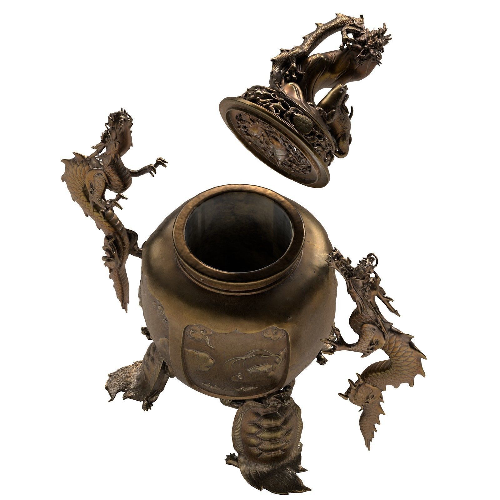 Dragon Incense Burner Low-poly 3D model_10