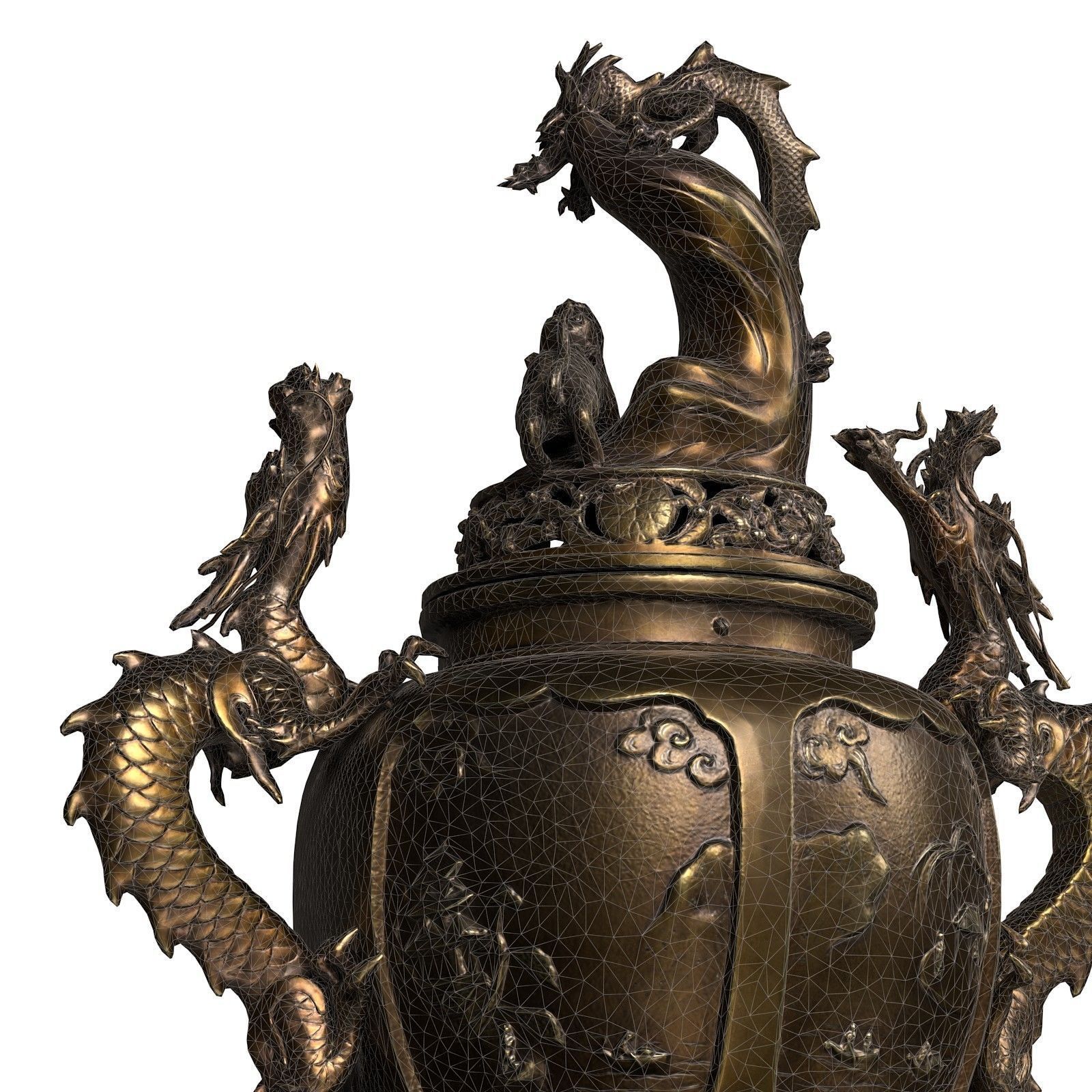 Dragon Incense Burner Low-poly 3D model_20