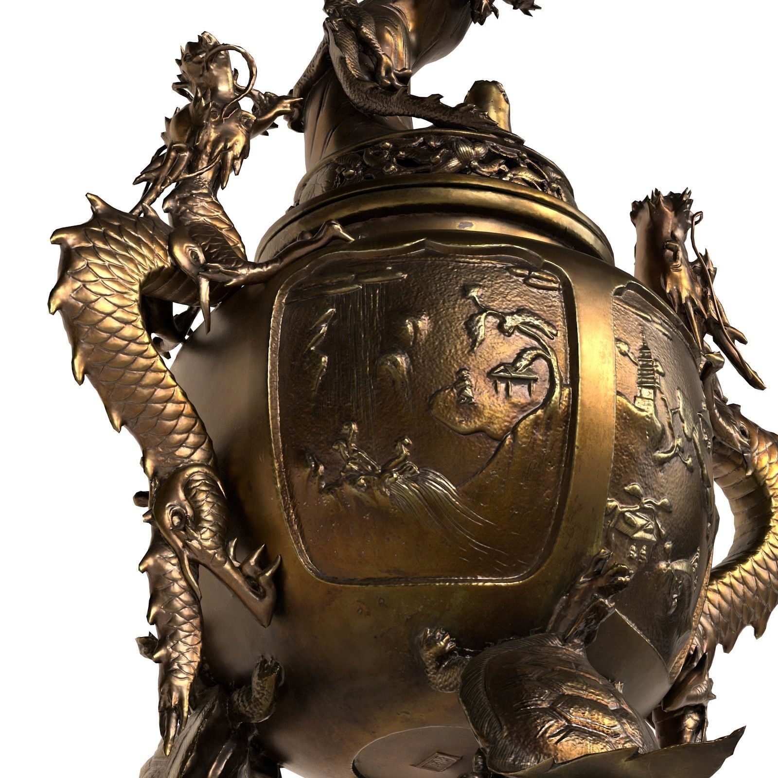 Dragon Incense Burner Low-poly 3D model_13