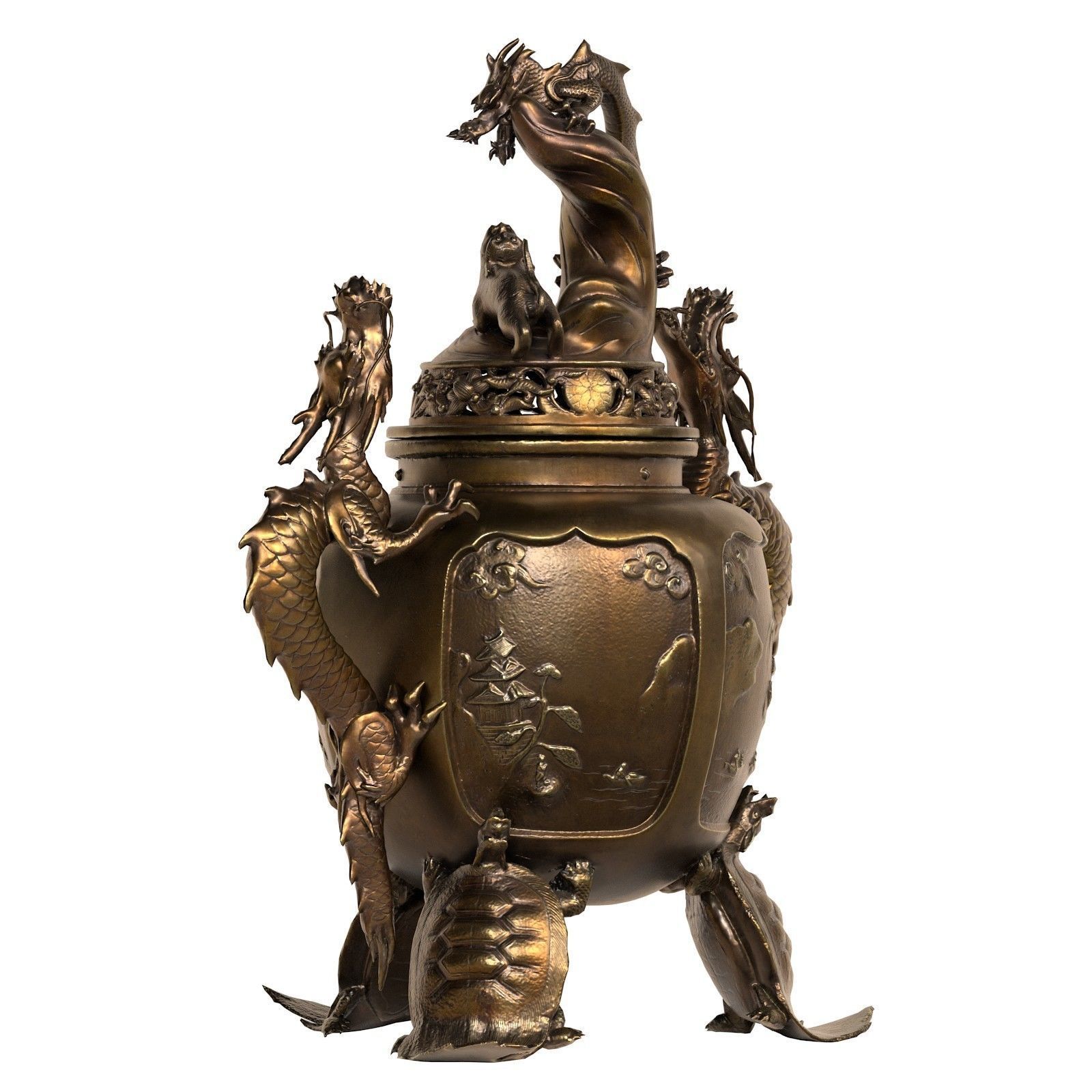 Dragon Incense Burner Low-poly 3D model_6