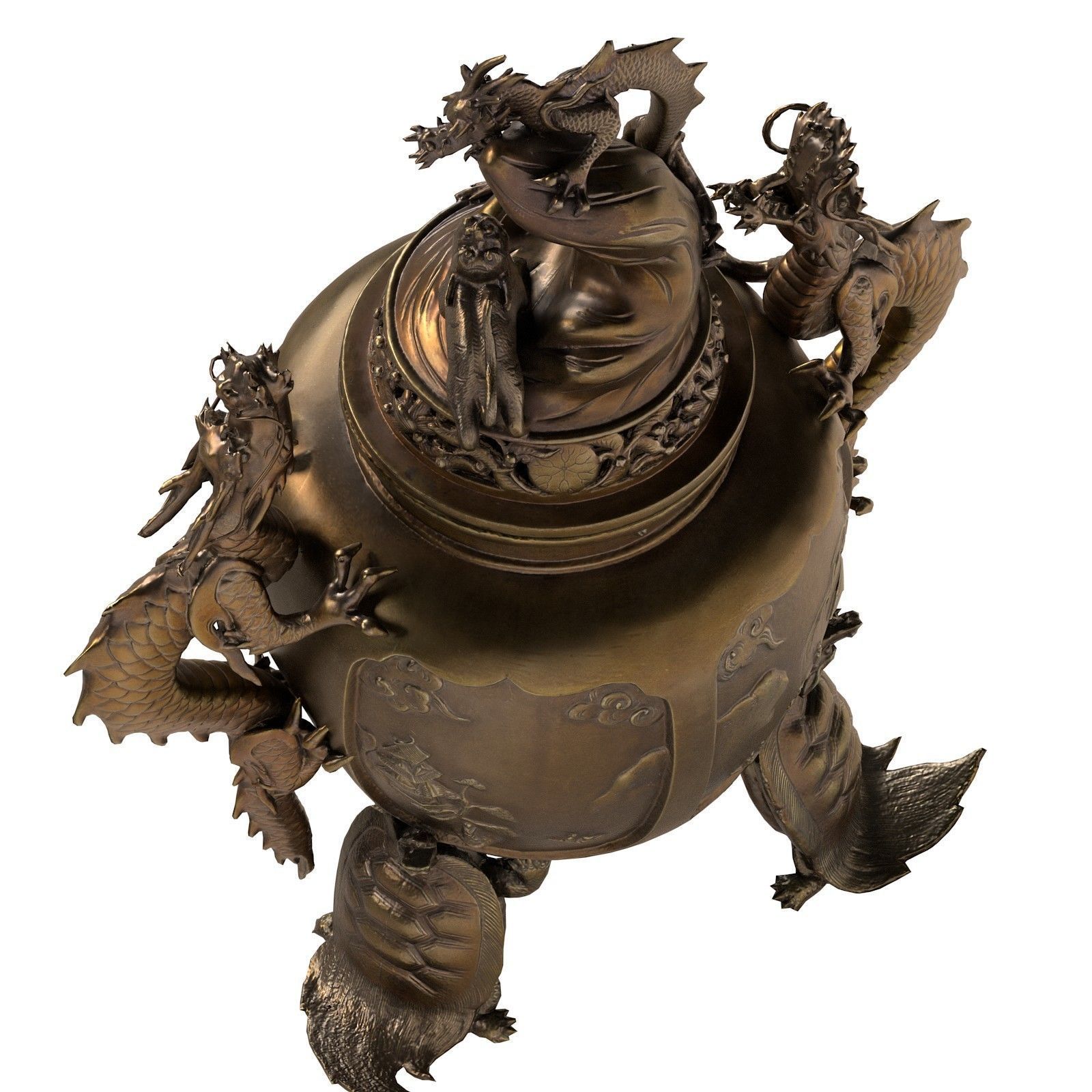 Dragon Incense Burner Low-poly 3D model_15