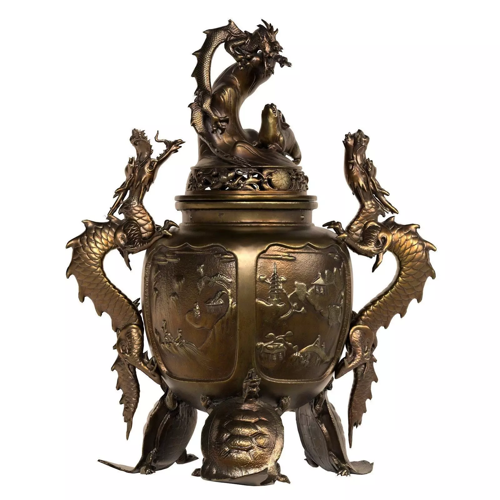 Dragon Incense Burner Low-poly 3D model_0
