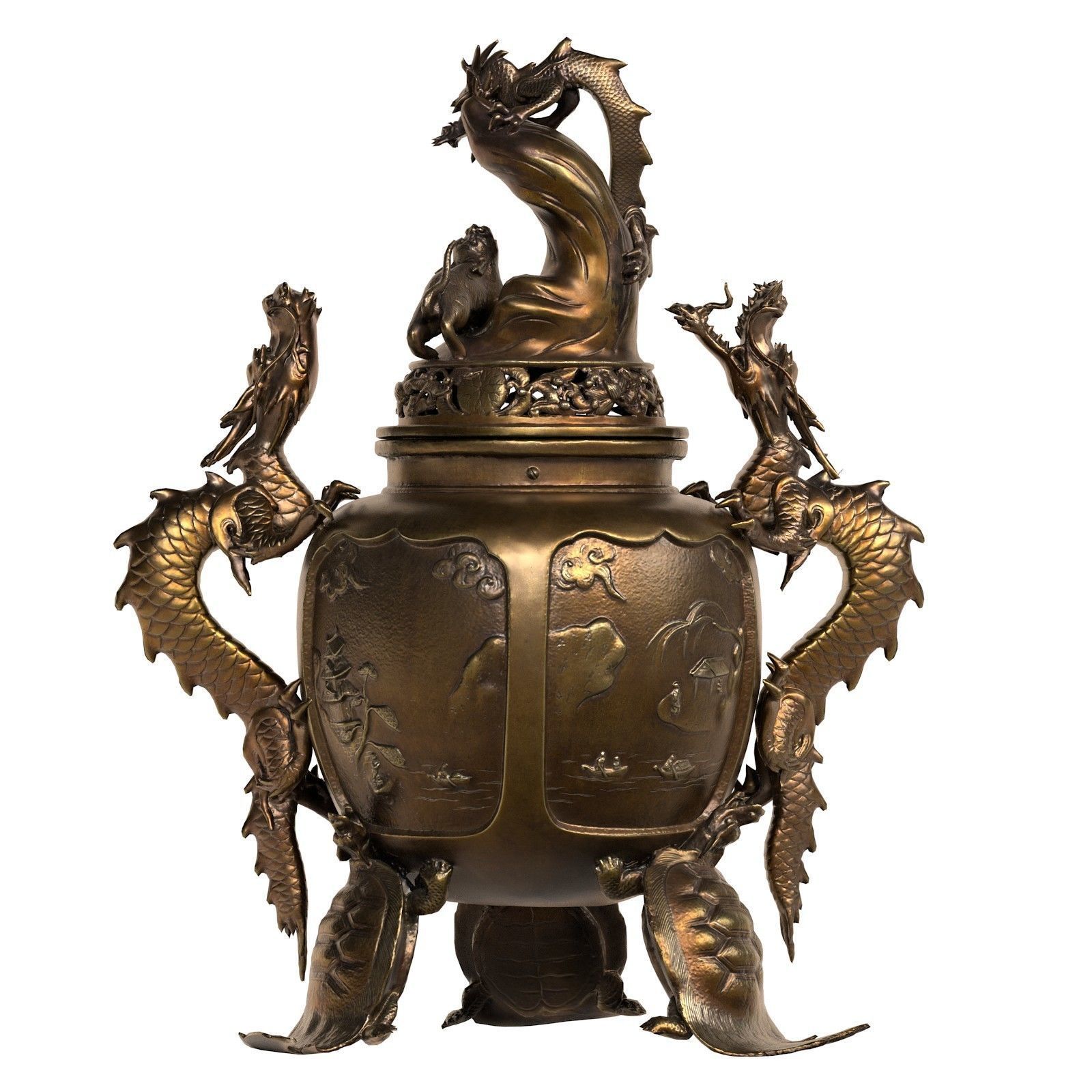 Dragon Incense Burner Low-poly 3D model_5