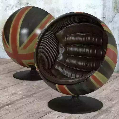 Pod Chair Union Jack and Brown Leather 3D model