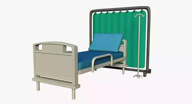 Hospital bed Low-poly 3D model