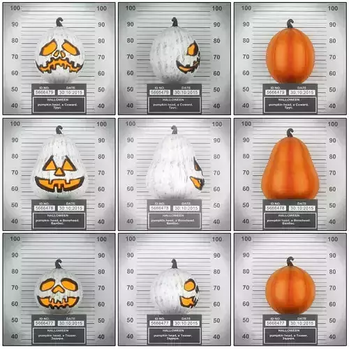 Hallowen set polygonal pumpkin