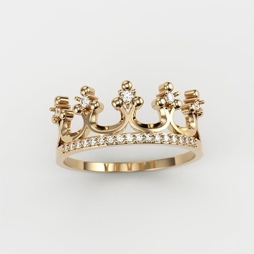 Women Crown ring  with diamonds 3dm stl 3D print model 3D print model