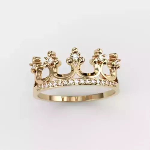 Women Crown ring  with diamonds 3dm stl 3D print model 3D print model