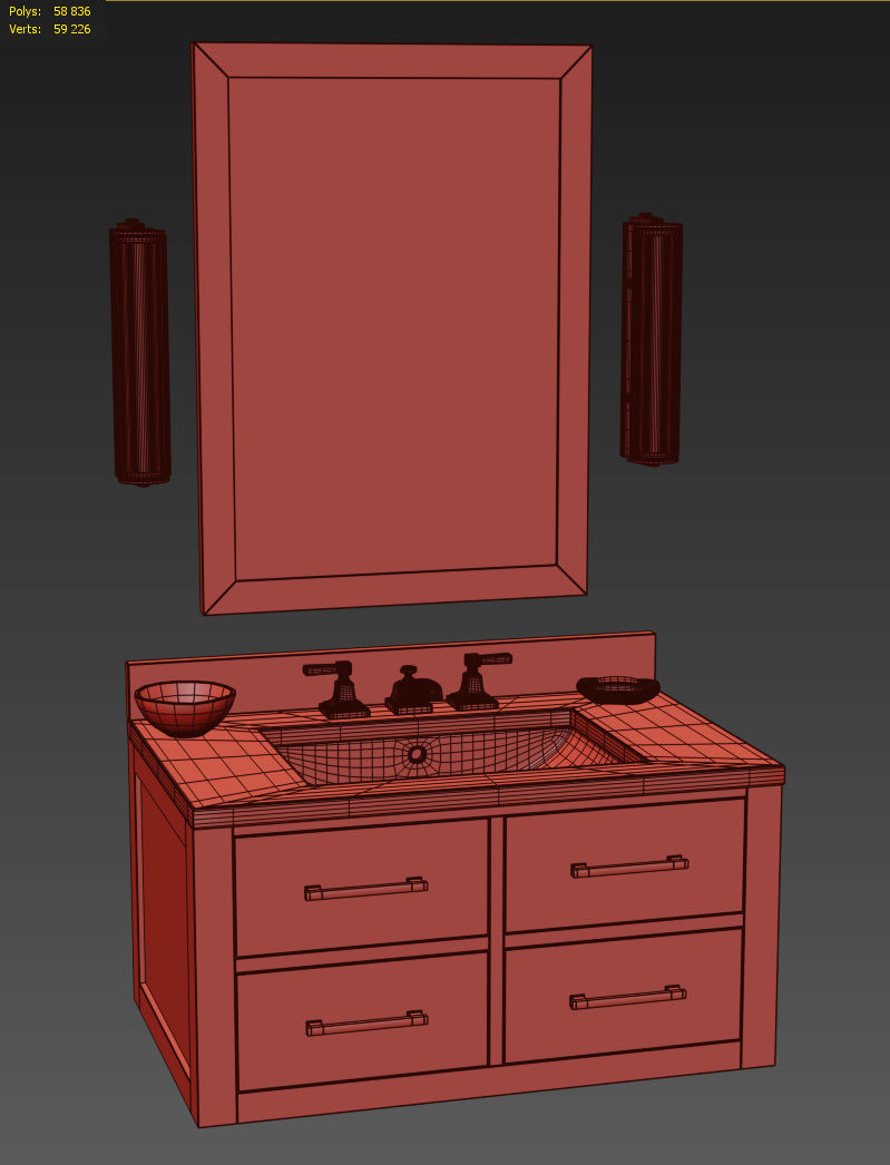 Hutton single floating vanity white  3D model_8