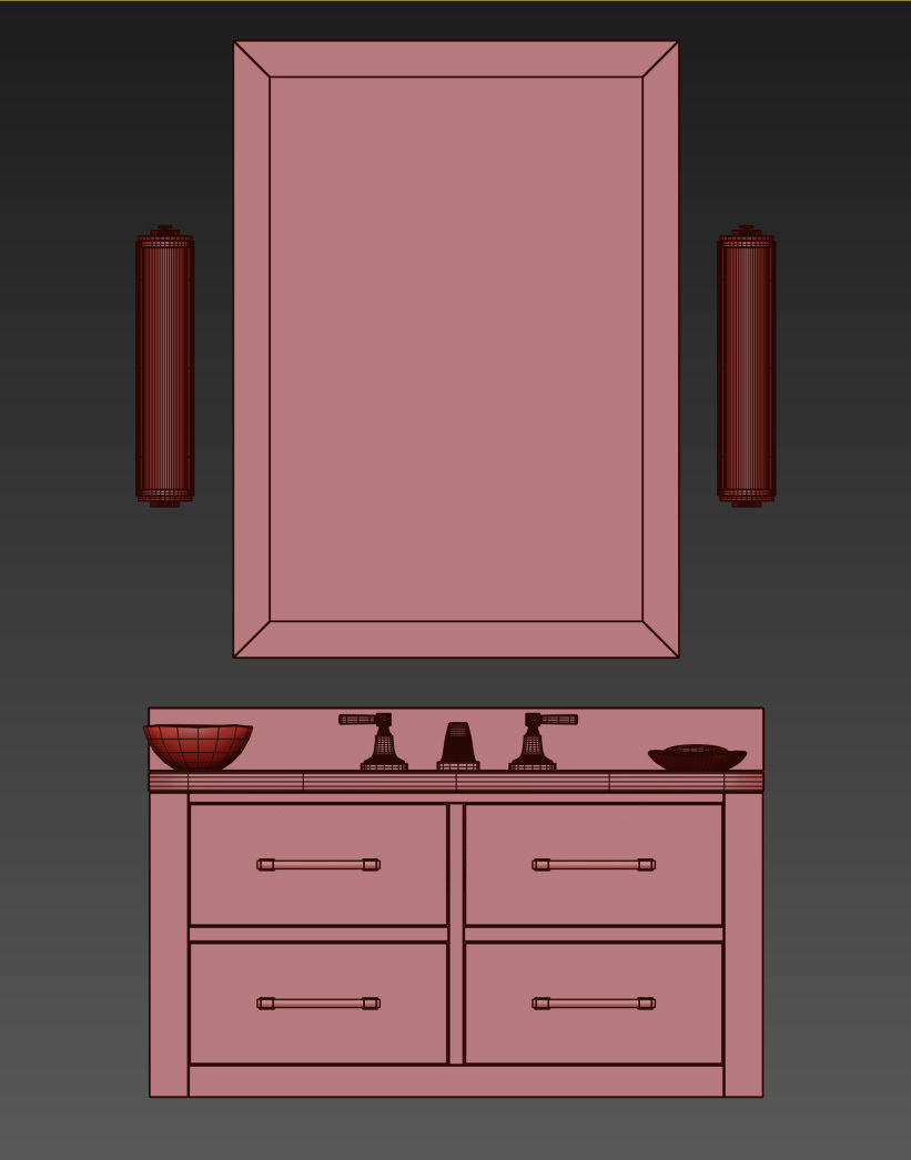 Hutton single floating vanity white  3D model_10