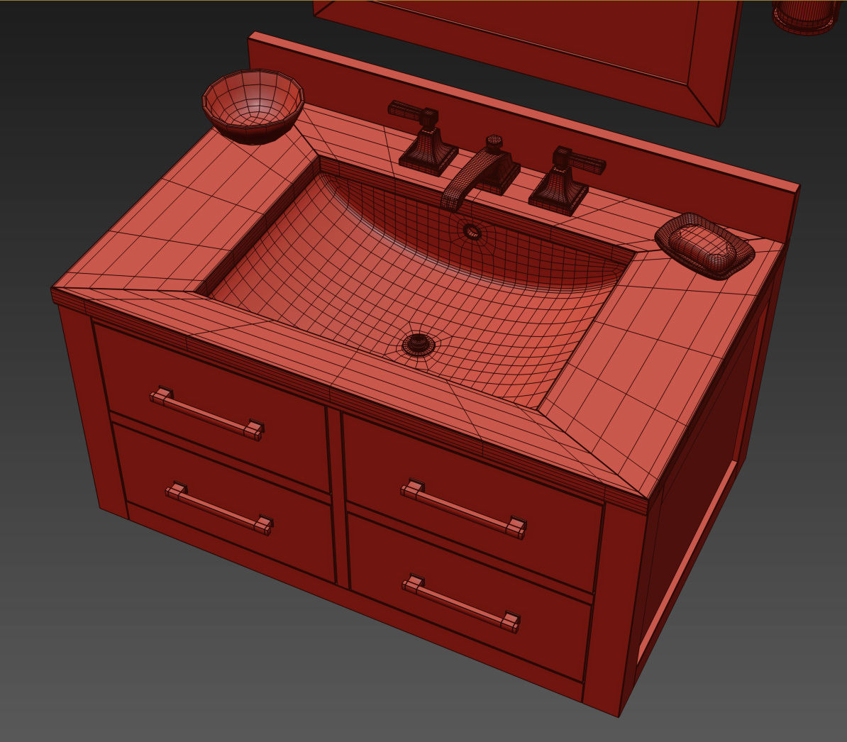 Hutton single floating vanity white  3D model_12