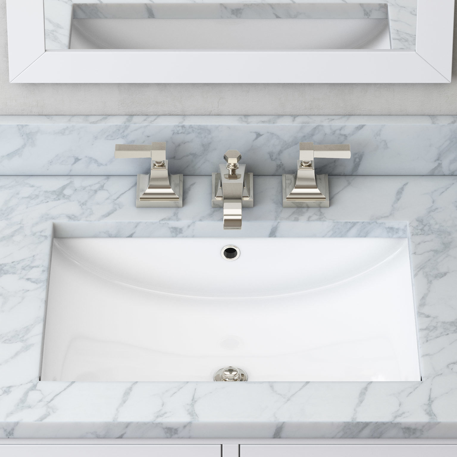 Hutton single floating vanity white  3D model_2