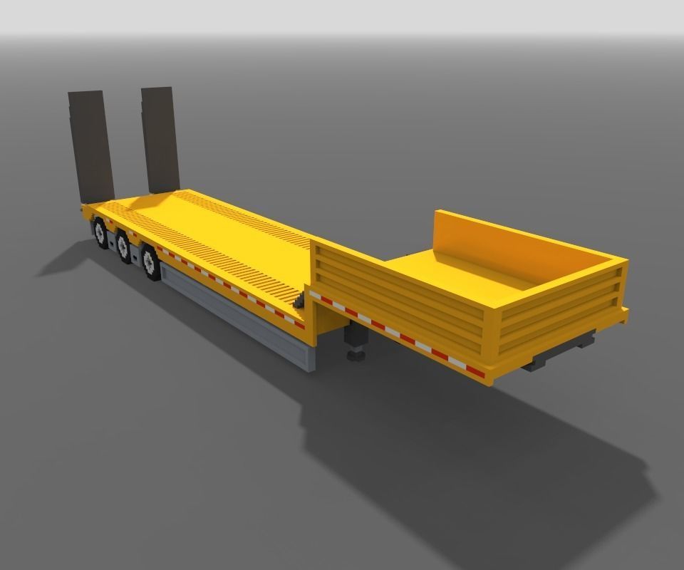 Voxel Truck And Loader Trailer Low-poly 3D model_31