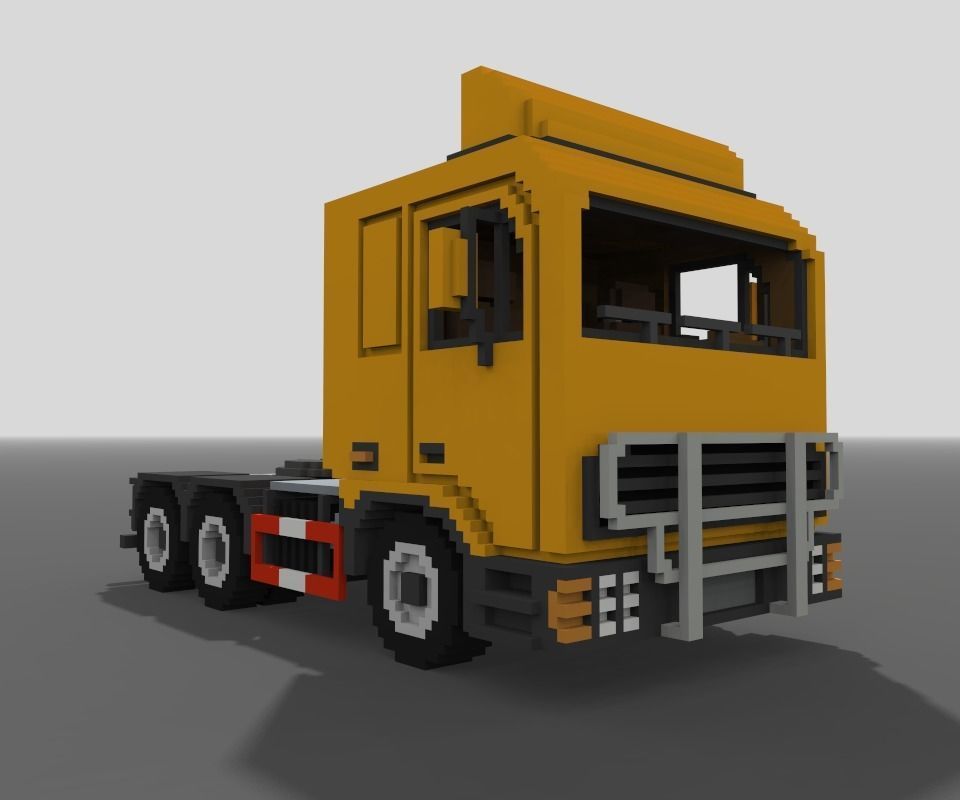 Voxel Truck And Loader Trailer Low-poly 3D model_25