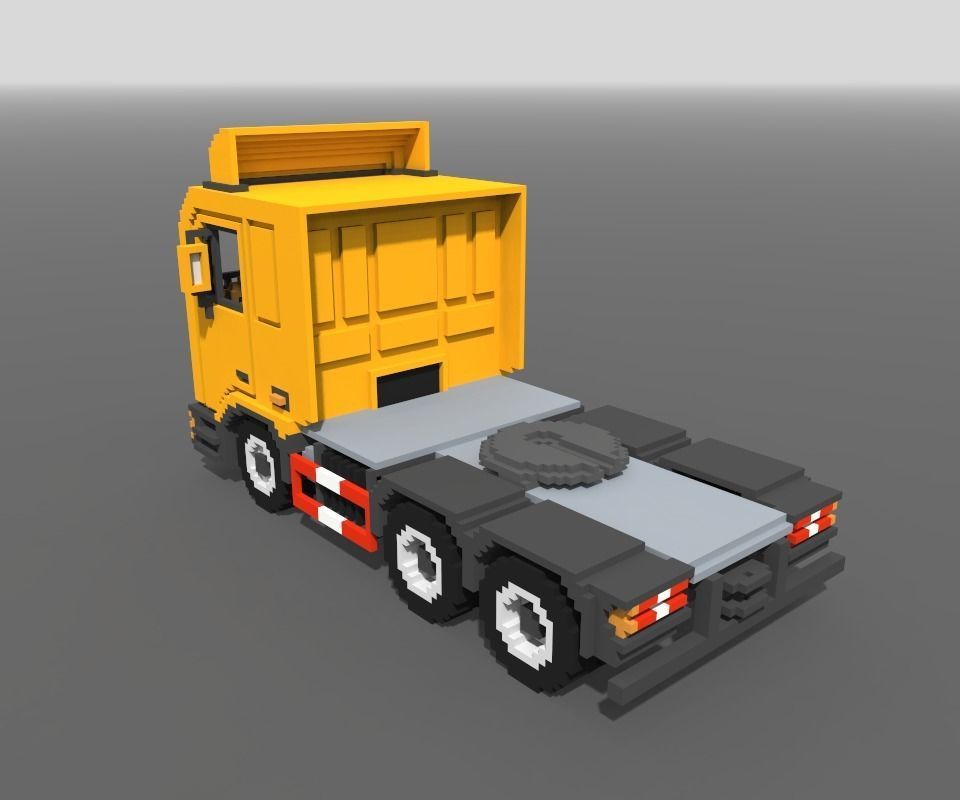 Voxel Truck And Loader Trailer Low-poly 3D model_22