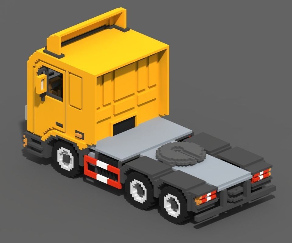Voxel Truck And Loader Trailer Low-poly 3D model_23