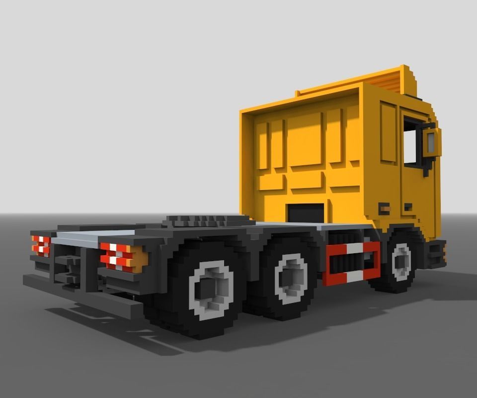 Voxel Truck And Loader Trailer Low-poly 3D model_24