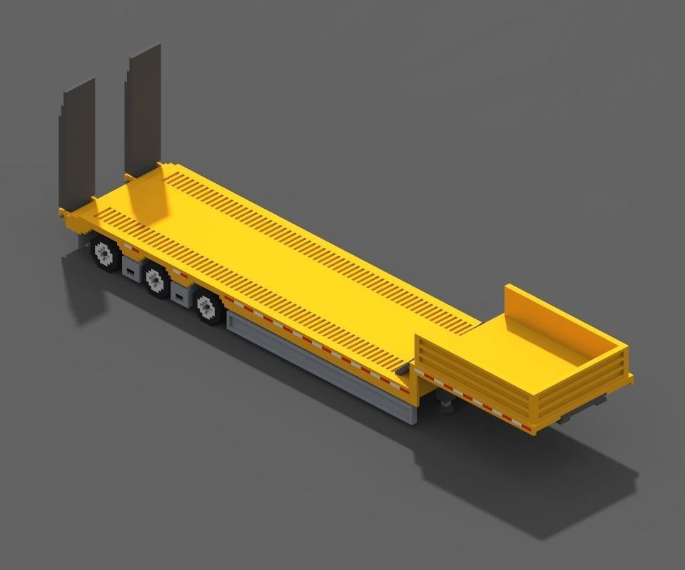 Voxel Truck And Loader Trailer Low-poly 3D model_27
