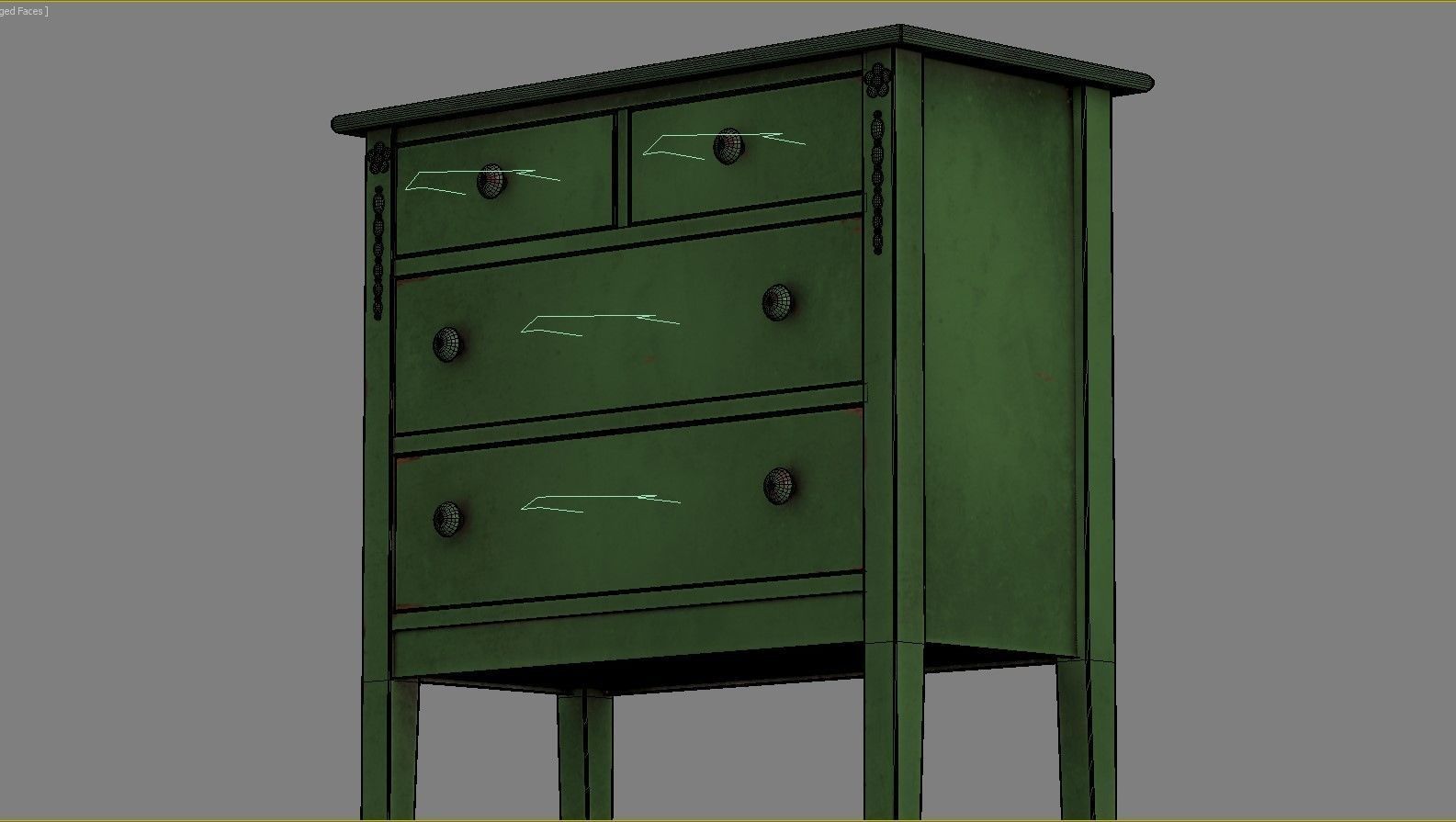 3D model Commode Old Green VR AR Low Poly Game ready VR / AR / low-poly ...