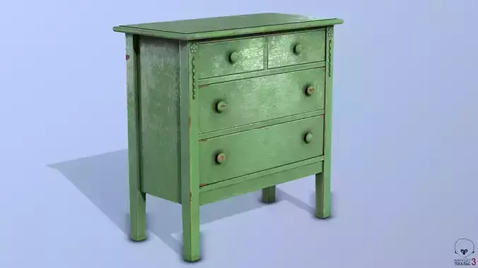 Commode Old Green VR  AR Low Poly Game ready