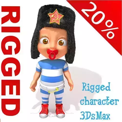 Russian baby Cartoon Rigged  3D model