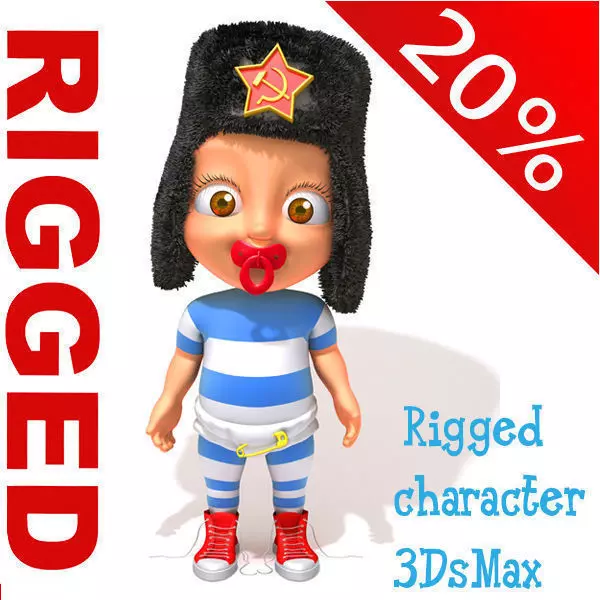 Russian baby Cartoon Rigged 3D model