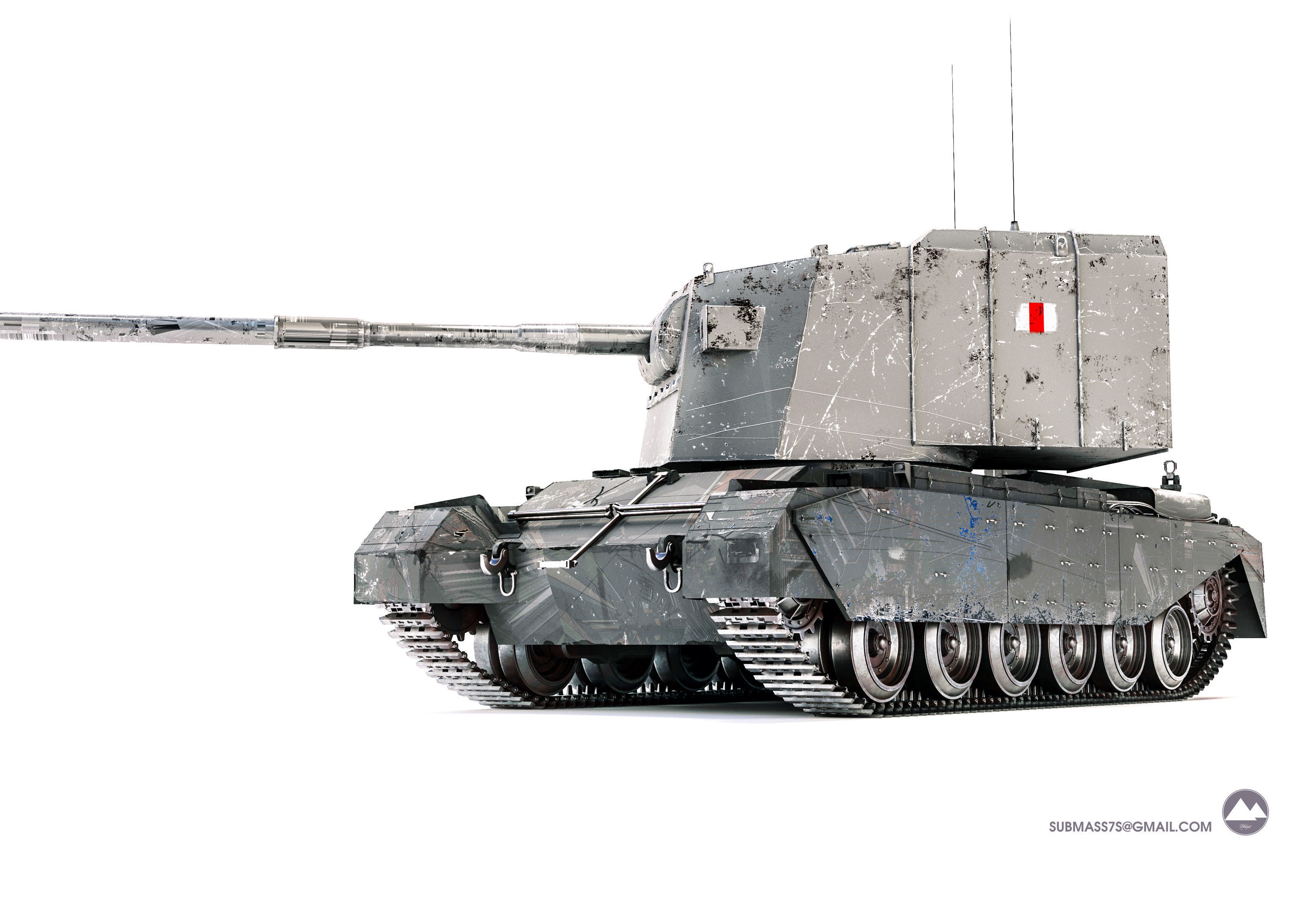 3D model FV4005 Stage II Heavy 183mm SP Gun 3D model