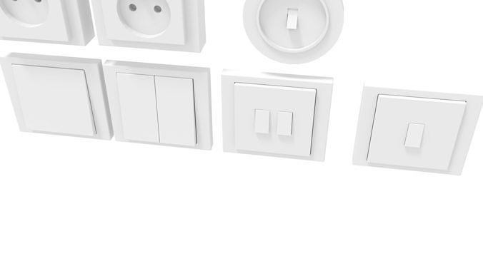 Switch and socket pack Low-poly 3D model
