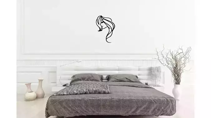 Girl face sketch wall art 3D print model