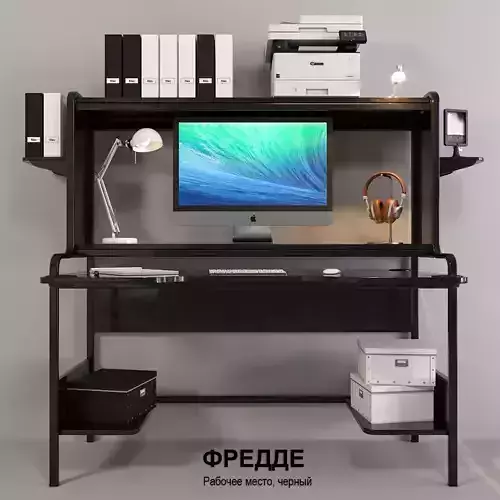 DeskFREEDE computer desk with shelves and drawers