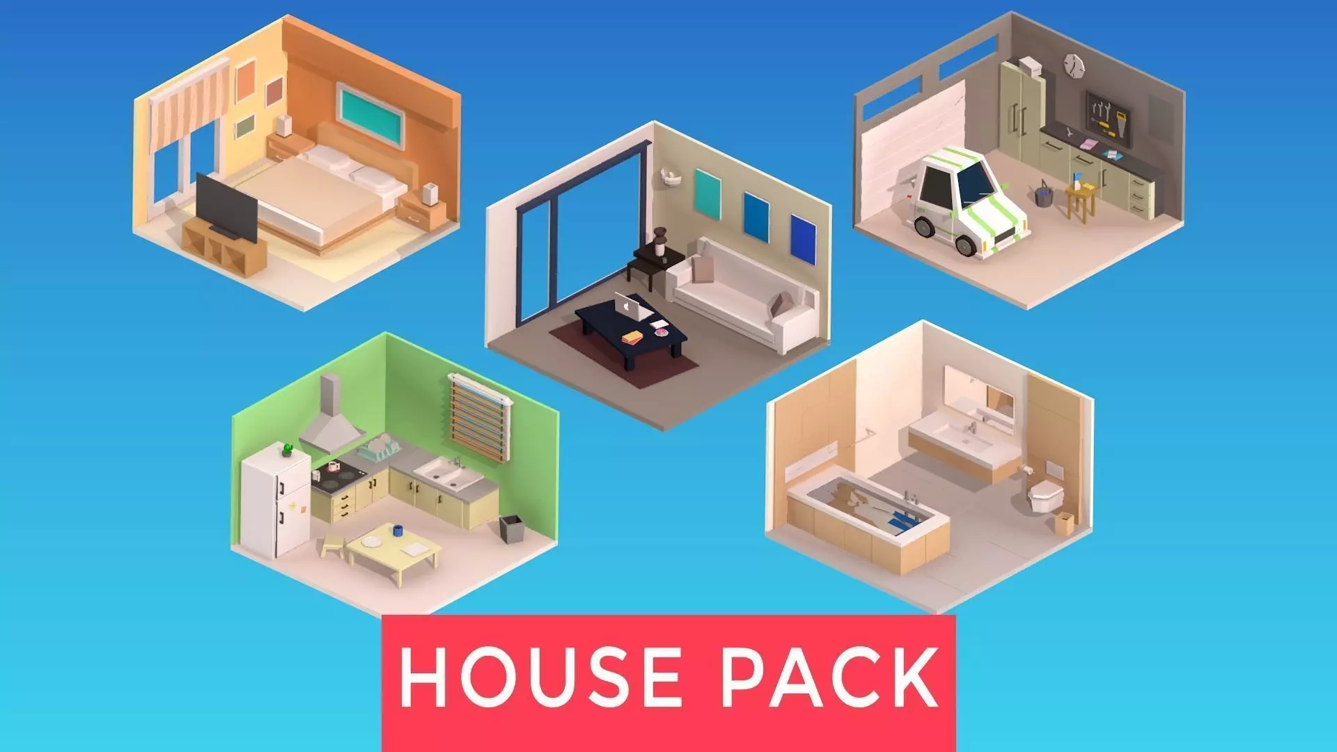 Indoor House Pack Low-poly 3D model