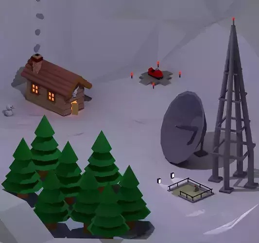 Winter Investigation Zone Low-poly 3D model