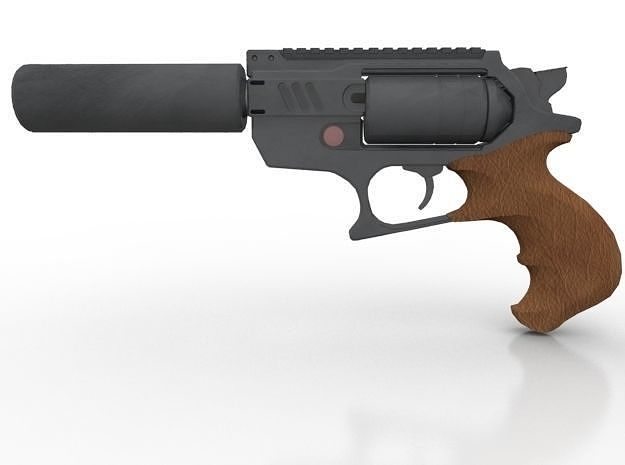 Silenced Revolver  Low-poly 3D model