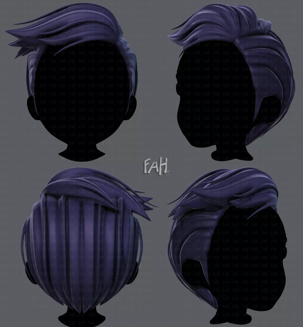 3D Hair style for boy V46 Low-poly 3D model