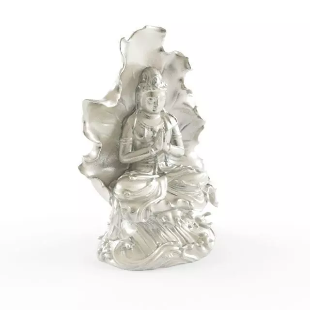 Buddha silver statue 3D model_0