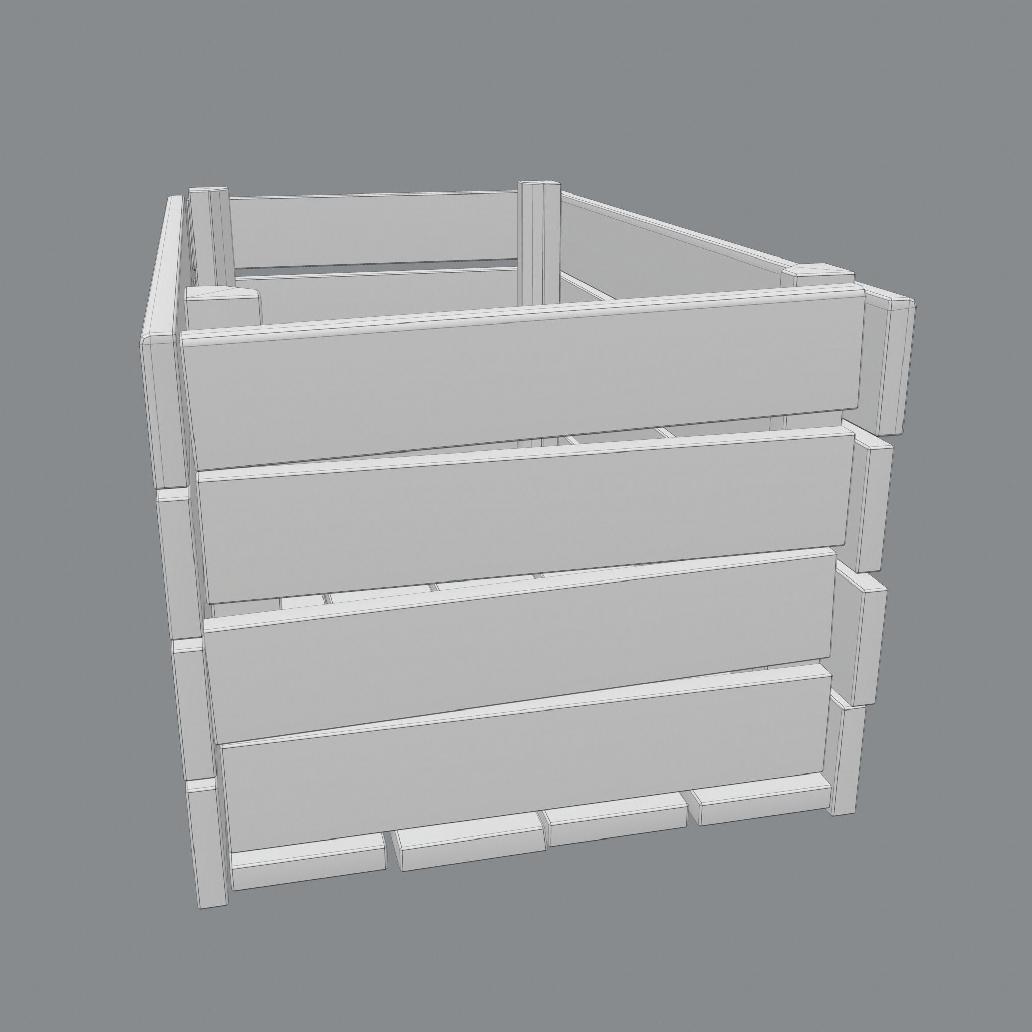 Wooden Crate Low-poly 3D model_23