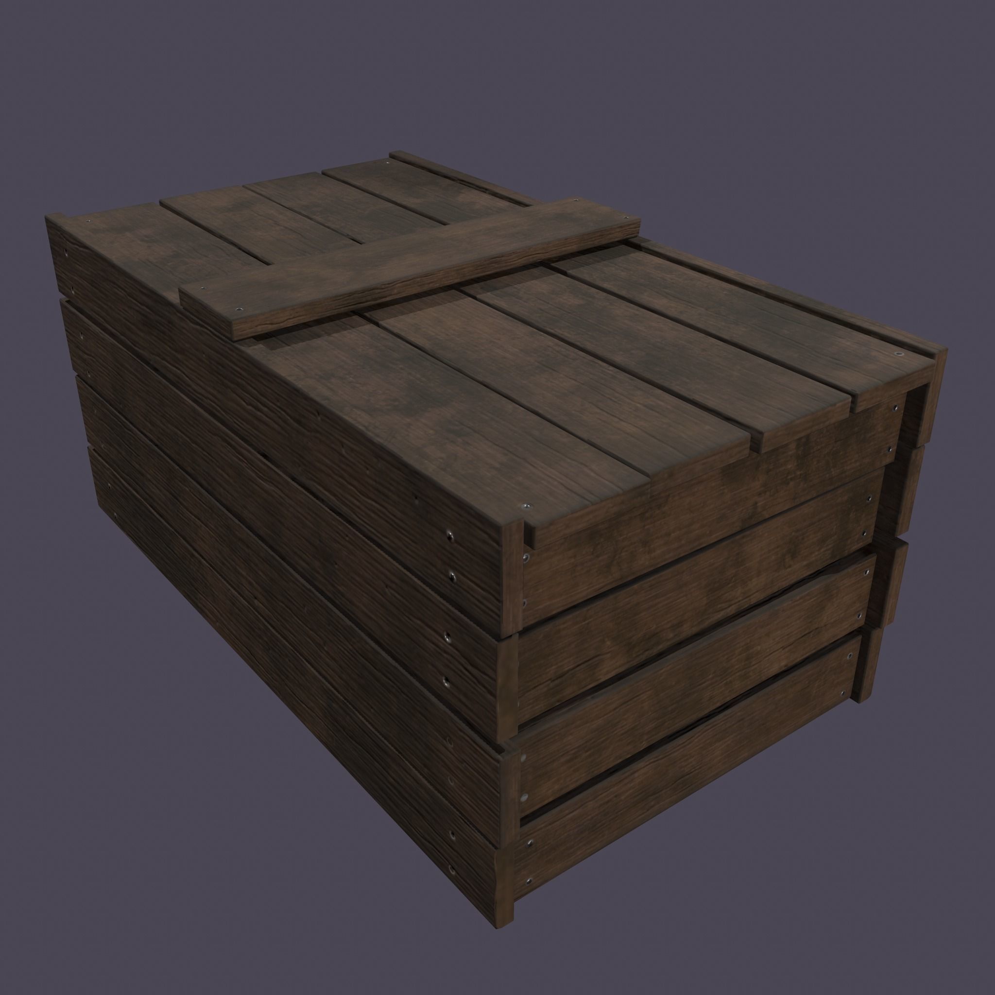 Wooden Crate Low-poly 3D model_11
