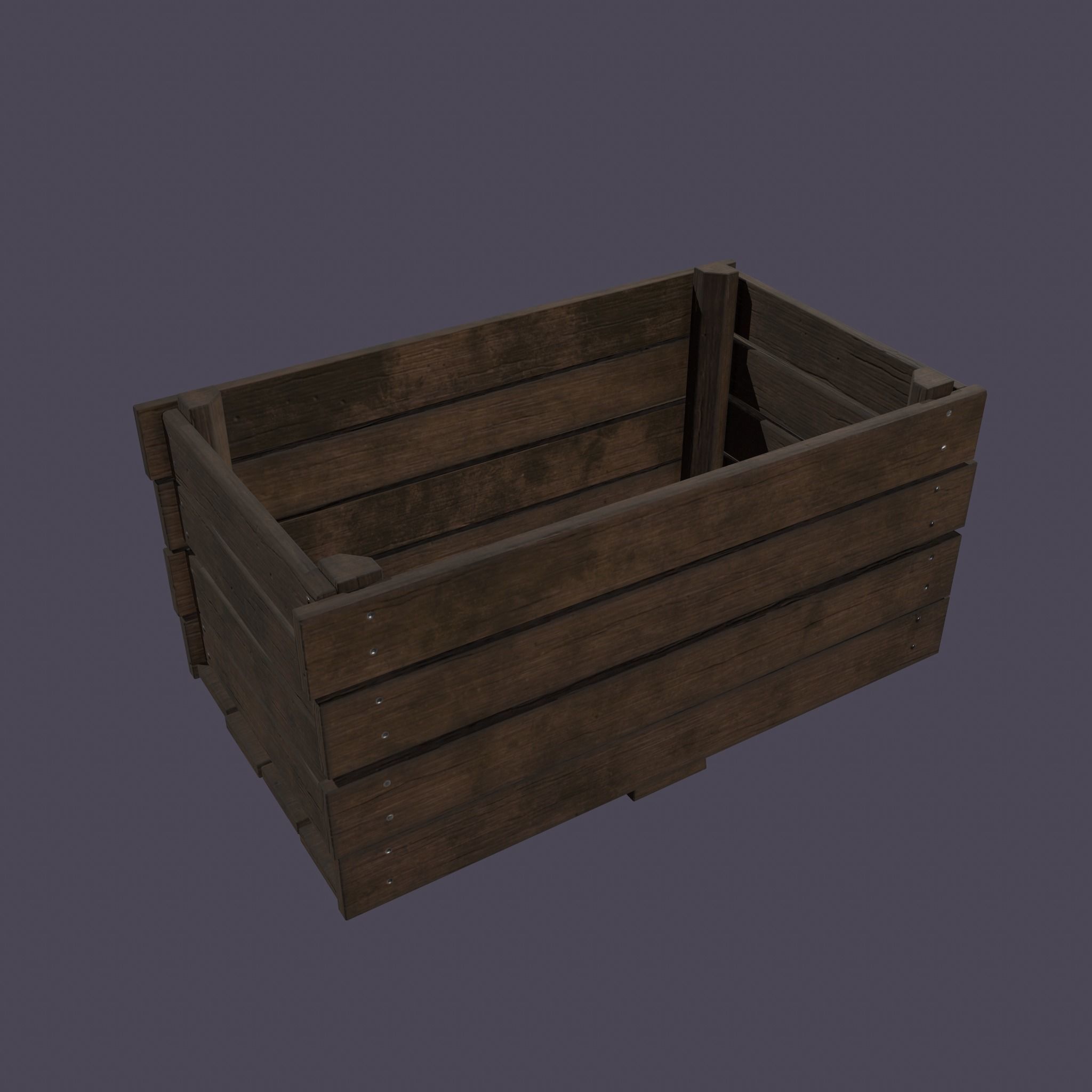 Wooden Crate Low-poly 3D model_8