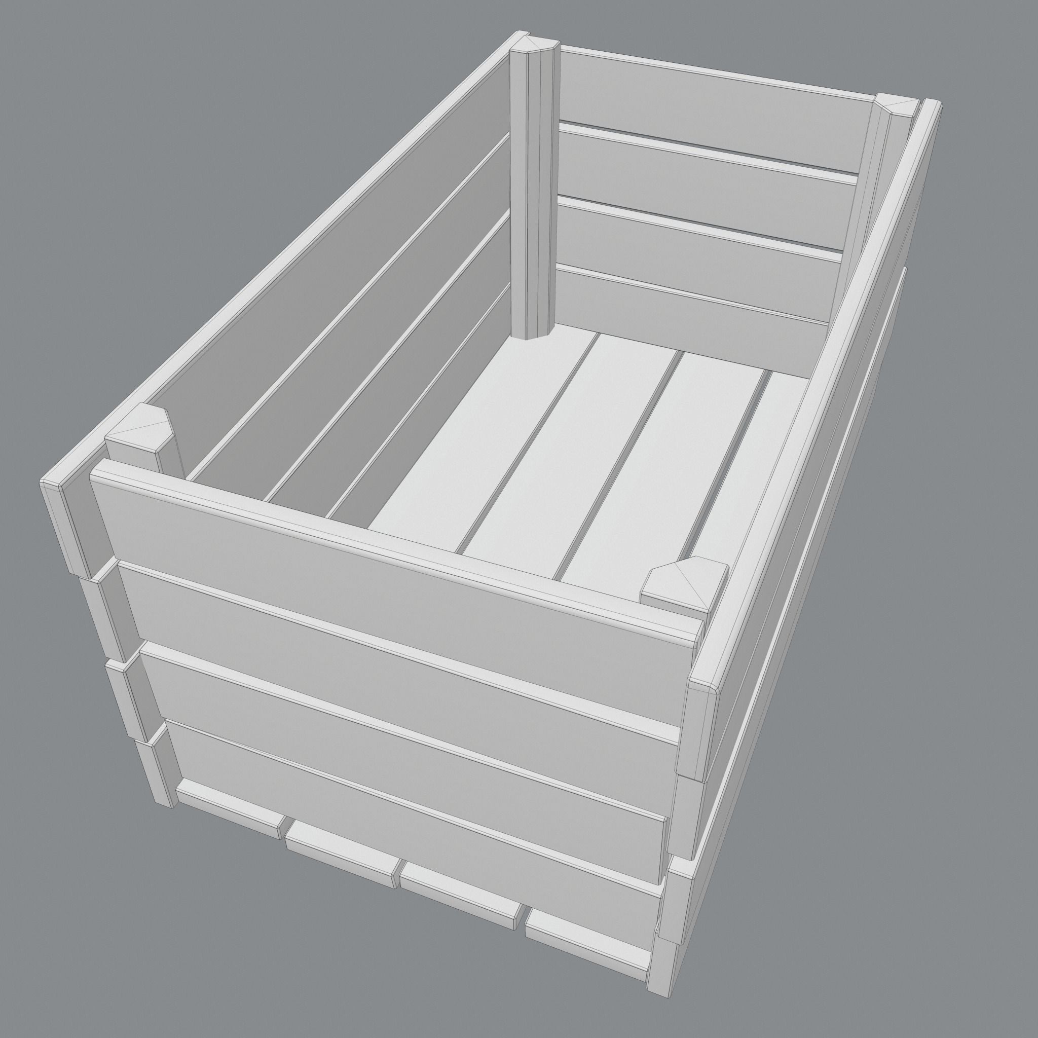 Wooden Crate Low-poly 3D model_19